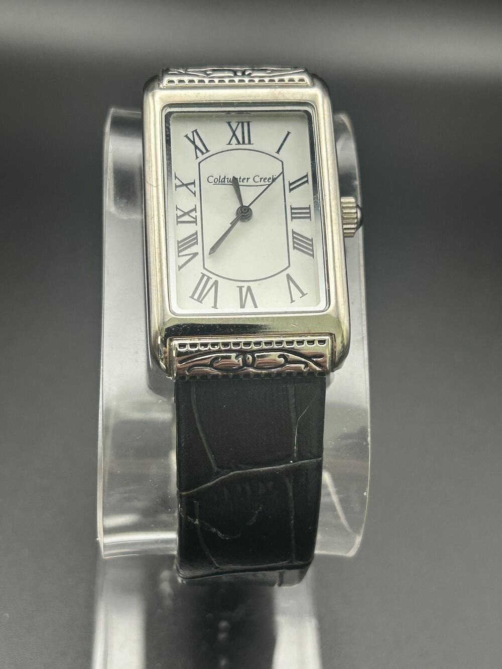 Dark Academia Womens Tank Watch Roman Numeral Art Deco Style Silver New Battery